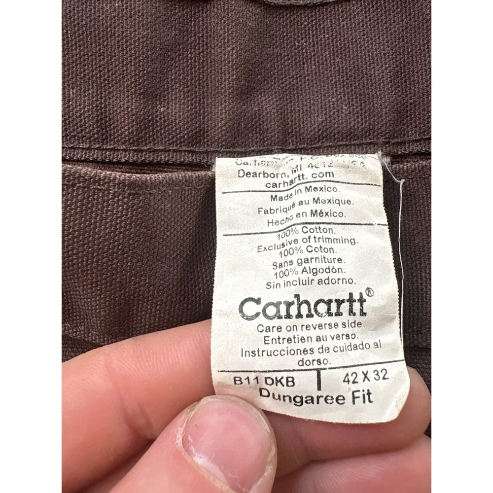 Carhartt Men's 42x32 Canvas Dungaree Carpenter Pants Loose Original Brown